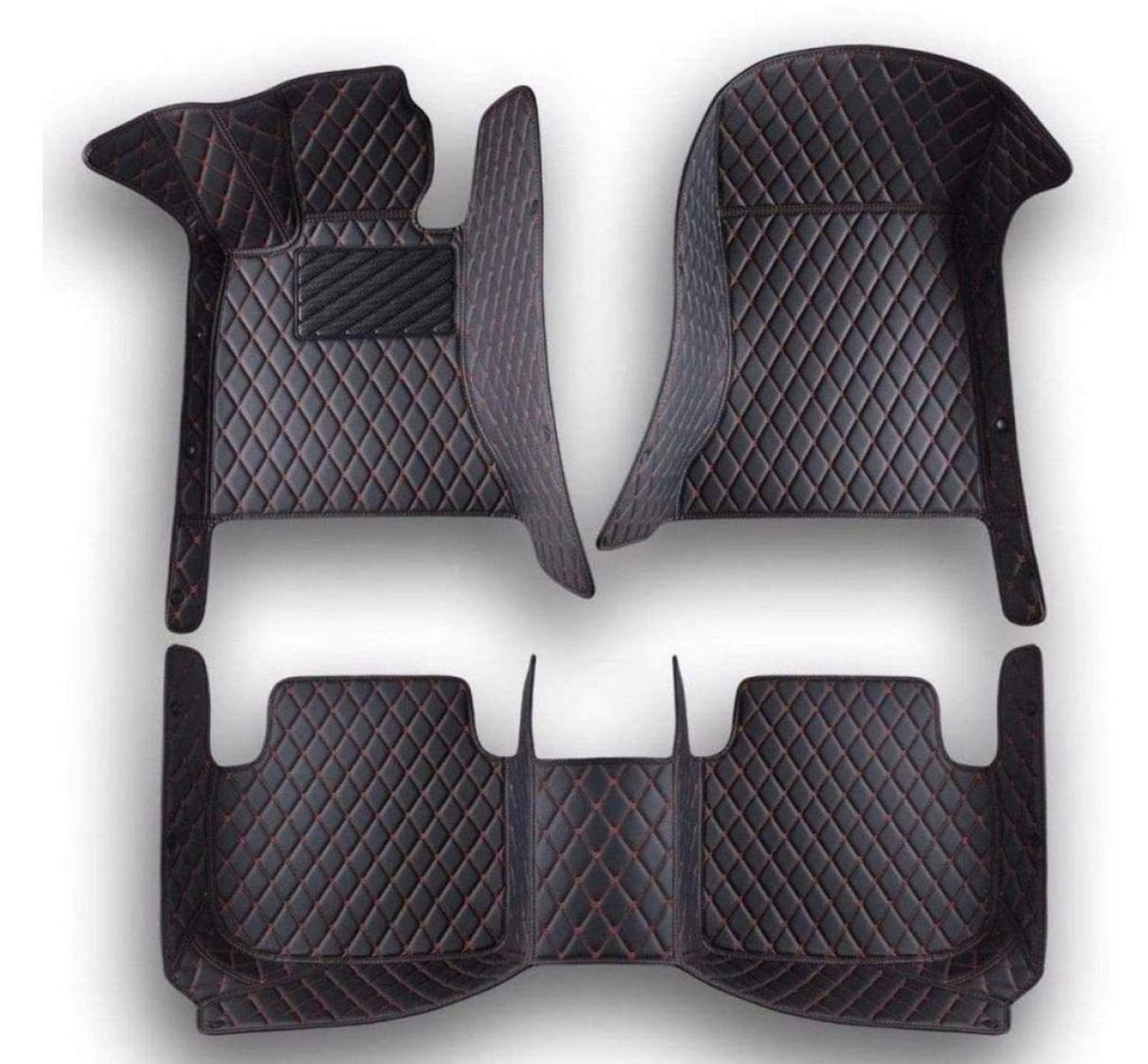 CARSTYLER®  Fußmatten Geeignet Für BMW 3er F31 Leder Schwarz Faden Rot