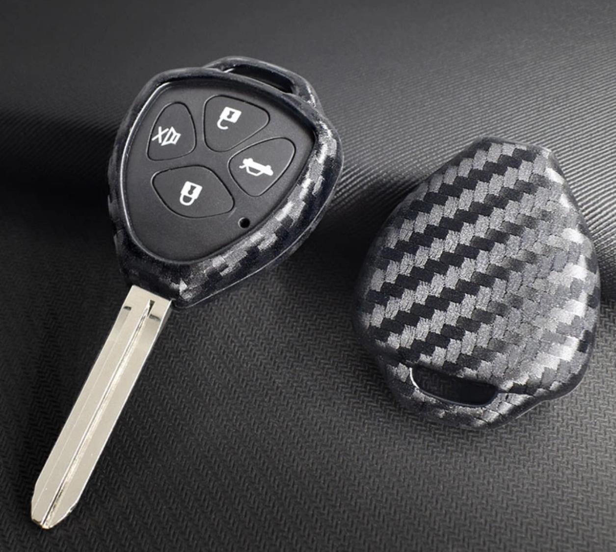 Schlüssel Gummi Schlüsselhülle in Carbon Optik Geeignet Für Toyota Camry Avalon Corolla Matrix Rav4 Venza Yaris