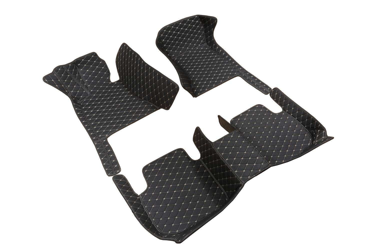 CARSTYLER®  Fußmatten Geeignet Für BMW 3er F30 F31 Leder Schwarz Faden Beige